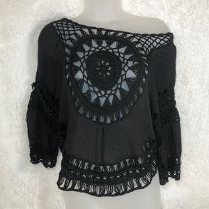 black off shoulder crochet top